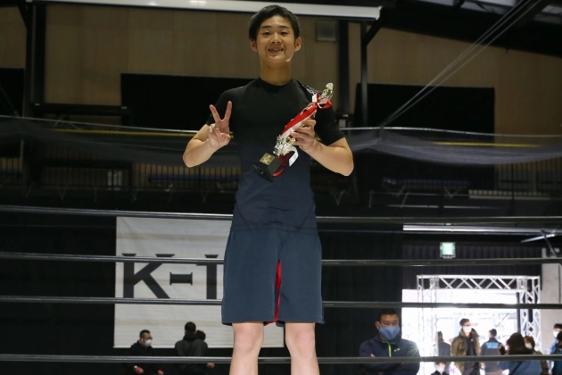 第35回K-1アマチュア　K-1ジュニア(中学生)Bクラス2～3年生 -50kg トーナメント優勝　熊本風真(真門伊藤道場)